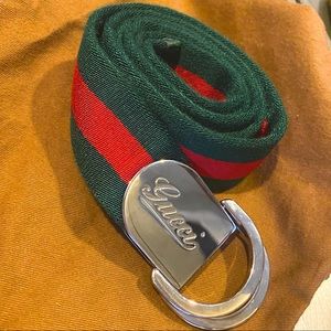Authentic Gucci Red/Green Web Belt (Unisex)